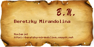 Beretzky Mirandolina névjegykártya